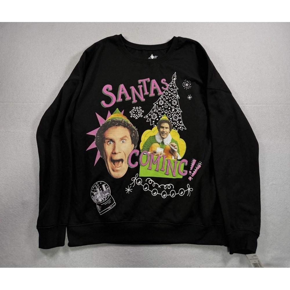 Women's XL Buddy The Elf Christmas Sweatshirt Santa's Coming! Cozy Holiday